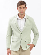 Men Notched Lapel Solid Green Blazer-EX-3021-Green